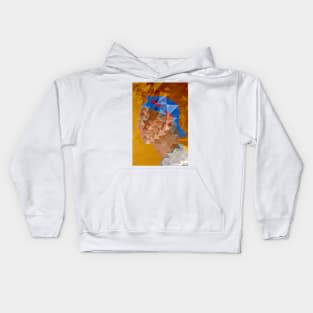Pixelated Glitch Face Aesthetic Line Art Face Design Kids Hoodie